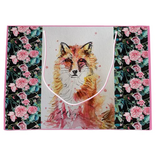 Cute Red Fox Watercolour Painting Art Gift Bag