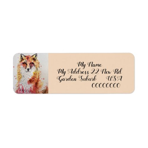 Cute Red Fox Watercolour Return Address Labels
