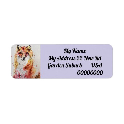 Cute Red Fox Watercolour Return Address Labels