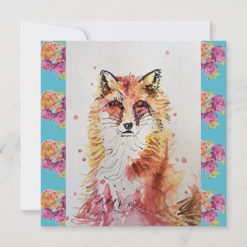 Cute Red Fox Watercolour Woodland Animal Art