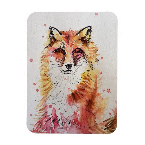 Cute Red Fox Watercolour Woodland Animal Art Magnet