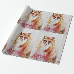 Cute Red Fox Watercolour Woodland Animal Art Wrapping Paper