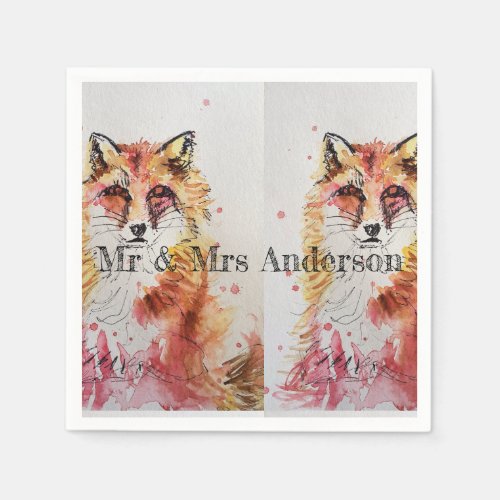 Cute Red Fox Wedding Decor Serviette Napkins