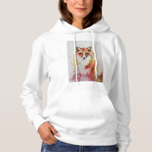 Cute Red Fox Whimsical Watercolor Womens Hoodie