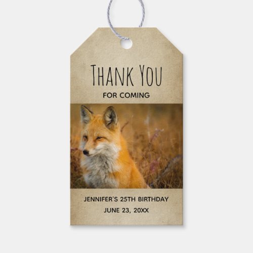 Cute Red Fox Wild Nature Photography Birthday Gift Tags