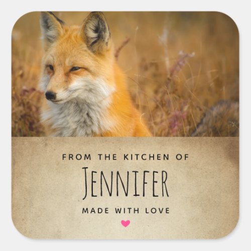 Cute Red Fox Wild Nature Photography Kitchen Square Sticker