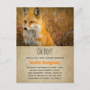 Cute Red Fox Wilderness Nature Photo Baby Shower Invitation Postcard