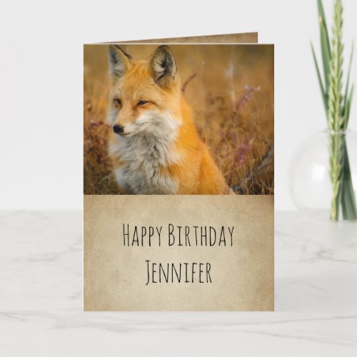 Cute Red Fox Wilderness Nature Photo Birthday Card