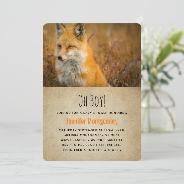Cute Red Fox Wilderness Nature Photo Invitation (Standing Front)