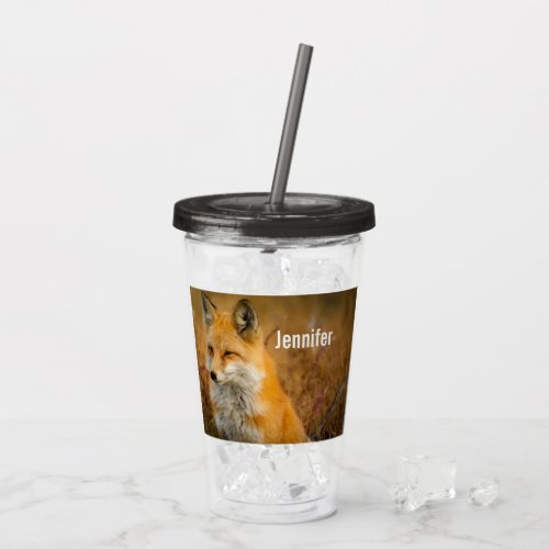 Cute Red Fox Wilderness Nature Photography Acrylic Tumbler