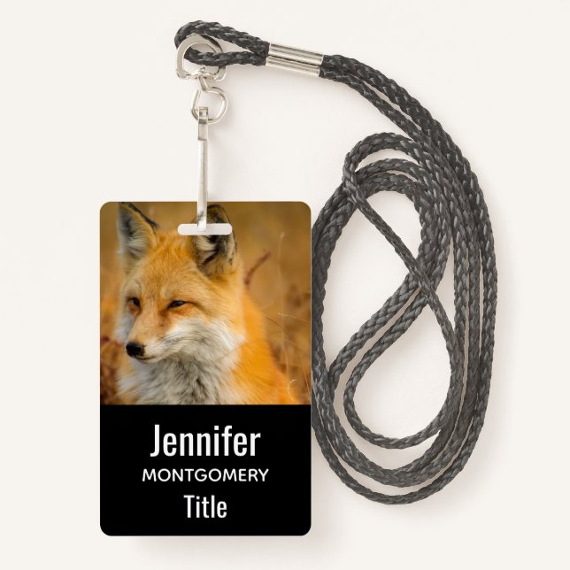 Cute Red Fox Wilderness Nature Photography Badge (Front with Lanyard)