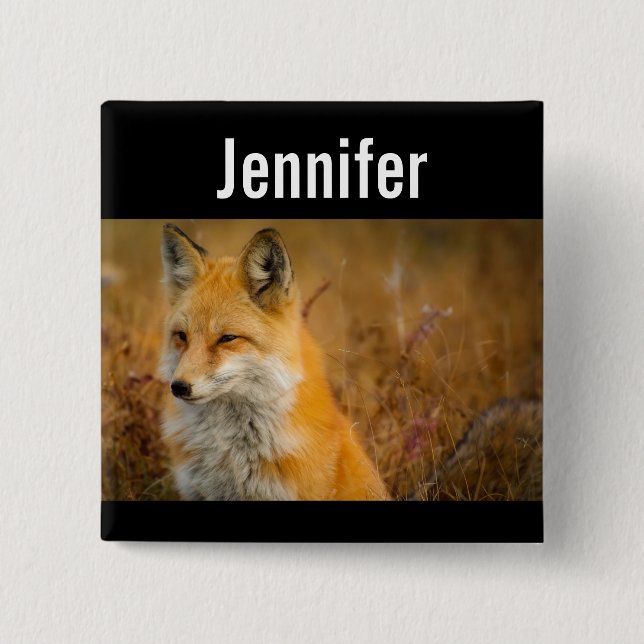 Cute Red Fox Wilderness Nature Photography Button (Front)
