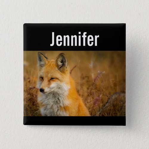 Cute Red Fox Wilderness Nature Photography Button