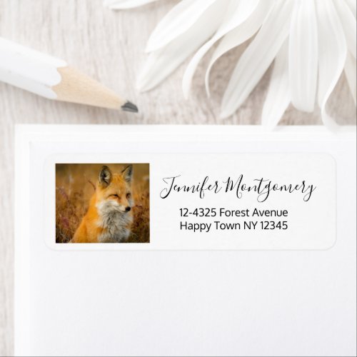 Cute Red Fox Wilderness Nature Photography Label