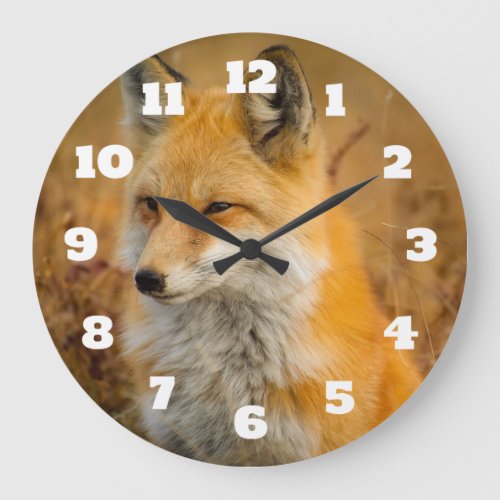 Cute Red Fox Wilderness Nature Photography Large Clock