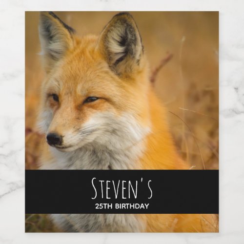 Cute Red Fox Wilderness Nature Photography Wine Label