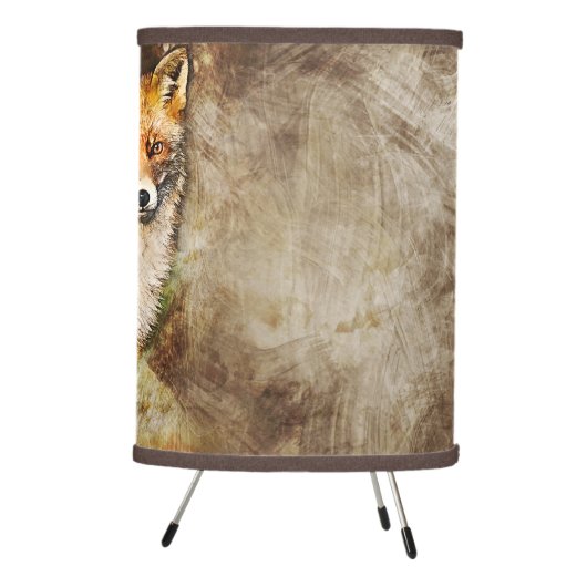 Cute Red Fox Wildlife Art Tripod Lamp (Right)