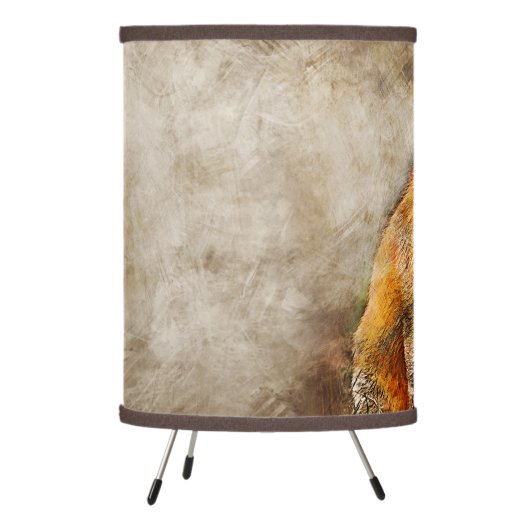 Cute Red Fox Wildlife Art Tripod Lamp (Left)