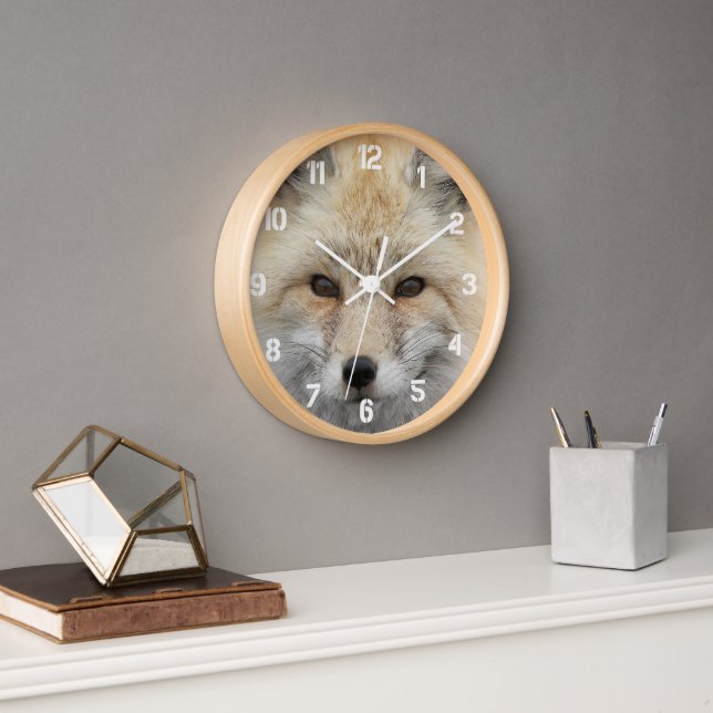 Cute Red Fox Wildlife Photo Clock (Office)