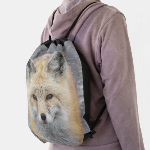 Cute Red Fox Wildlife Photo Drawstring Bag
