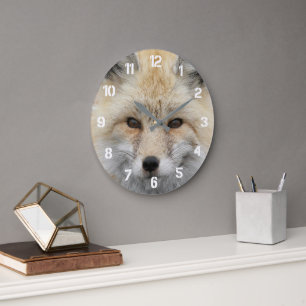 Cute Red Fox Wildlife Photo Large Clock