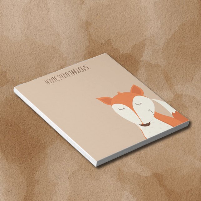 Cute Red Fox Woodland Animal Kids  Notepad (Red Fox Customized Notepad - Sized 5-1/2 x 6 inches)