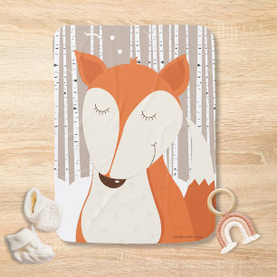 Cute Red Fox Woodland Birch Trees Baby Blanket