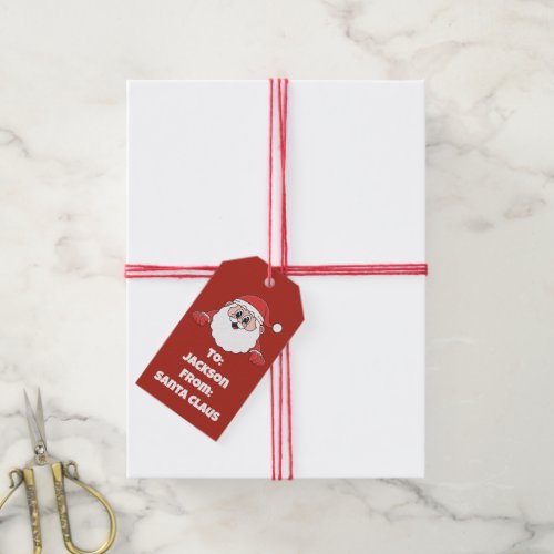 Cute Red From Santa Claus Custom Gift Tags