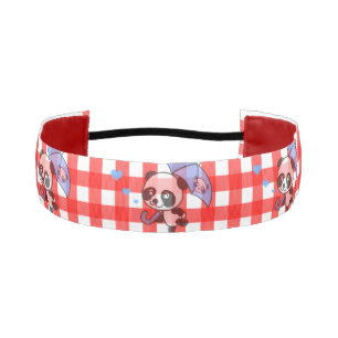 Cute Red Gingham Check Athletic Headband