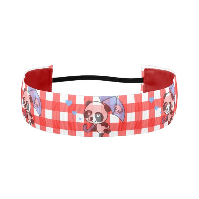 Cute Red Gingham Check Athletic Headband (Front)
