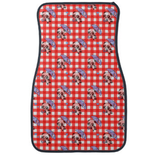 Cute Red Gingham Check Design Car Floor Mat