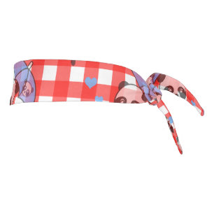Cute Red Gingham Check Design Tie Headband