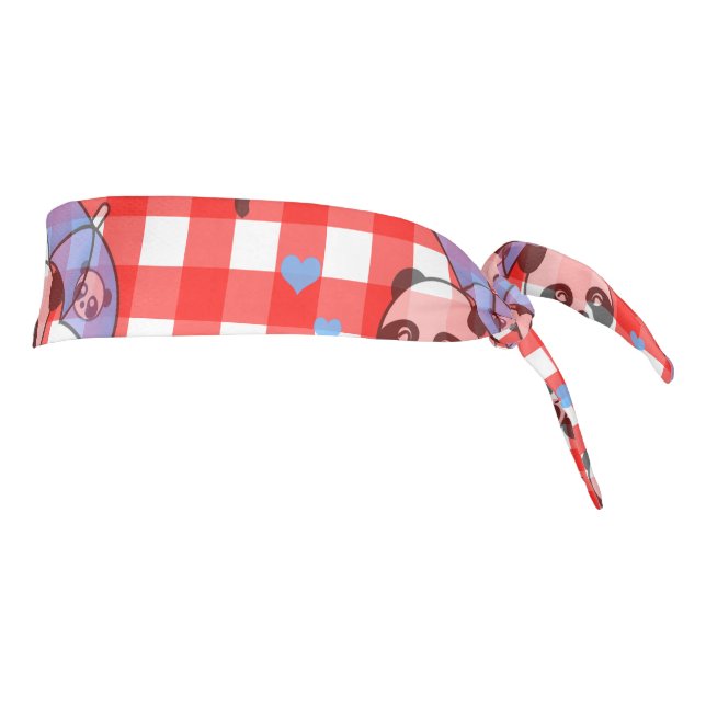 Cute Red Gingham Check Design Tie Headband (Rotate 90)