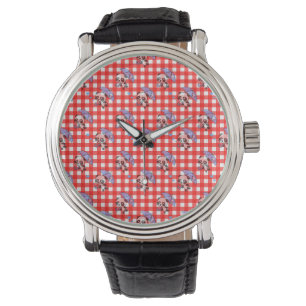 Cute Red Gingham Check Design Watch