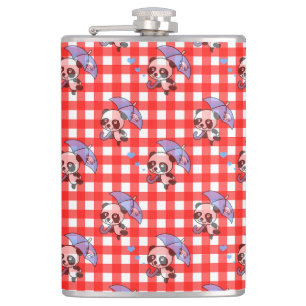 Cute Red Gingham Check Flask