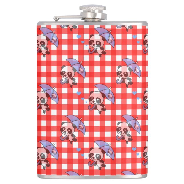 Cute Red Gingham Check Flask (Front)