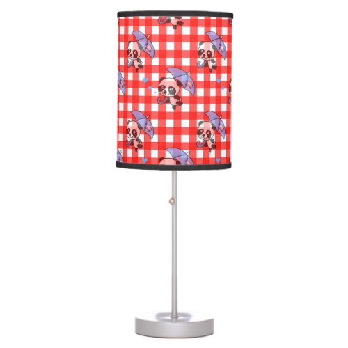 Cute Red Gingham Check Table Lamp