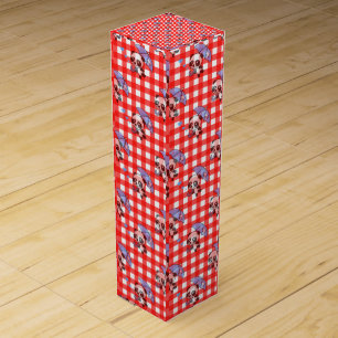 Cute Red Gingham Check Wine Box
