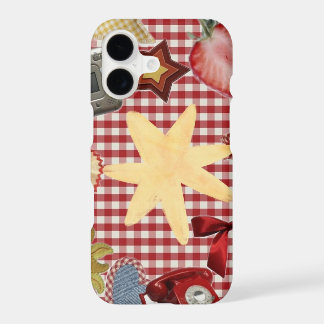 Cute Red Gingham Star Strawberry Bow Phone Case iPhone 17 Case