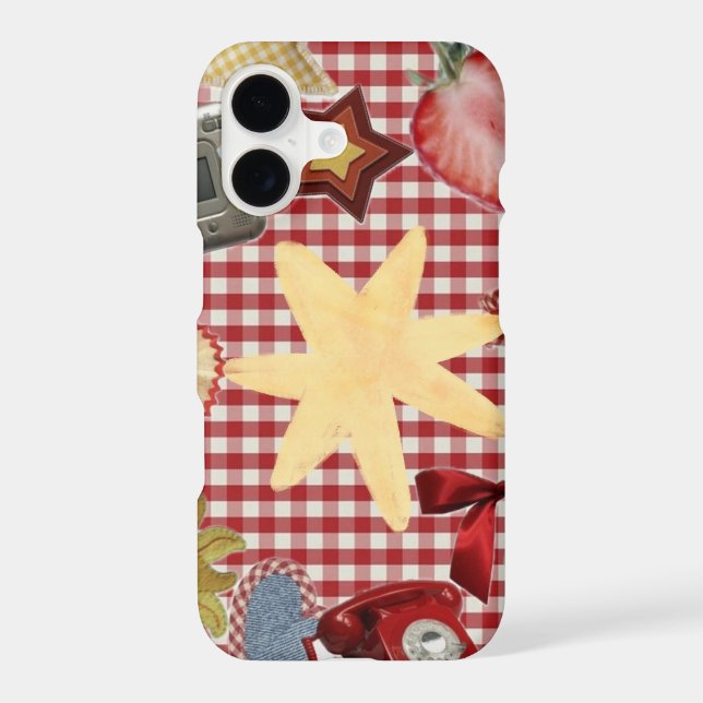 Cute Red Gingham Star Strawberry Bow Phone Case⁠ iPhone Case (Back)