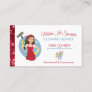 Cute Red Glitter Cartoon Maid Cleaning Services Business Card