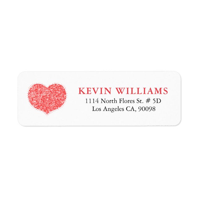Cute Red Glitter Texture Heart Label (Front)