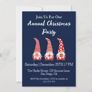 Cute Red Gnomes personalized Christmas party Invitation