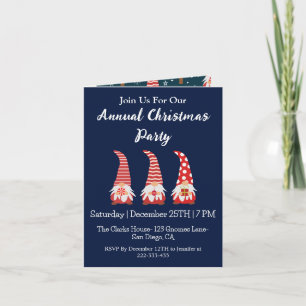 Cute Red Gnomes Personalized Christmas Party Invitation