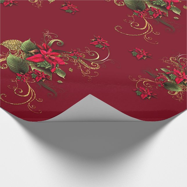 Cute Red/Gold Christmas Themed Pattern Wrapping Paper (Corner)