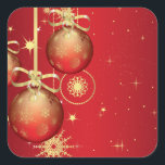 Cute Red Gold Ornament Christmas Pattern Square Sticker<br><div class="desc">Beautiful Christmas ornament pattern, red and gold on a red background. Customize with your own monogram, initials or name, make the image bigger - or smaller and maybe tile it. Customize it with a loved one's monogram or name to create your own unique and unforgettable gift. Vintage cute colorful beautiful...</div>