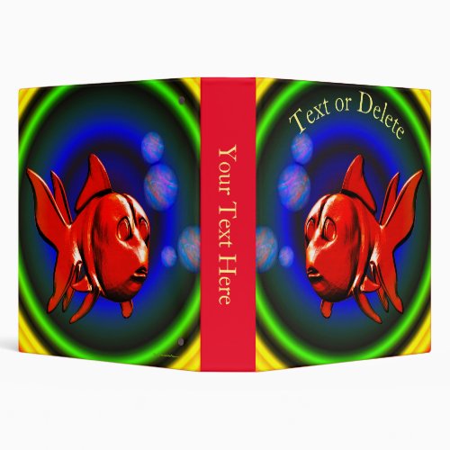 Cute Red Goldfish Rainbow Hues Personalized 3 Ring Binder