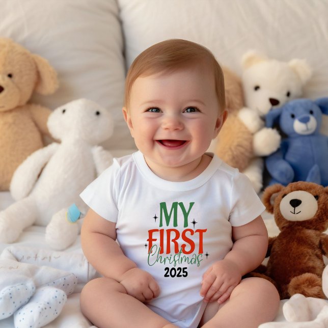 Cute Red & Green 1st Christmas Outfit Baby T-Shirt (Creator Uploaded)