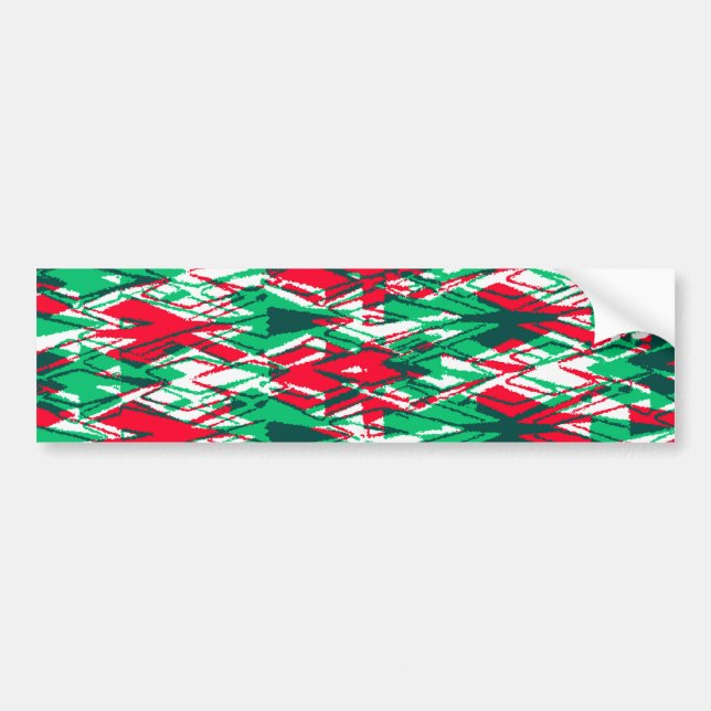 Cute red green abstract aztec pattern bumper sticker (Front)