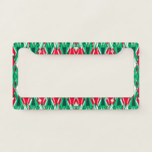 Cute red green abstract aztec pattern license plate frame